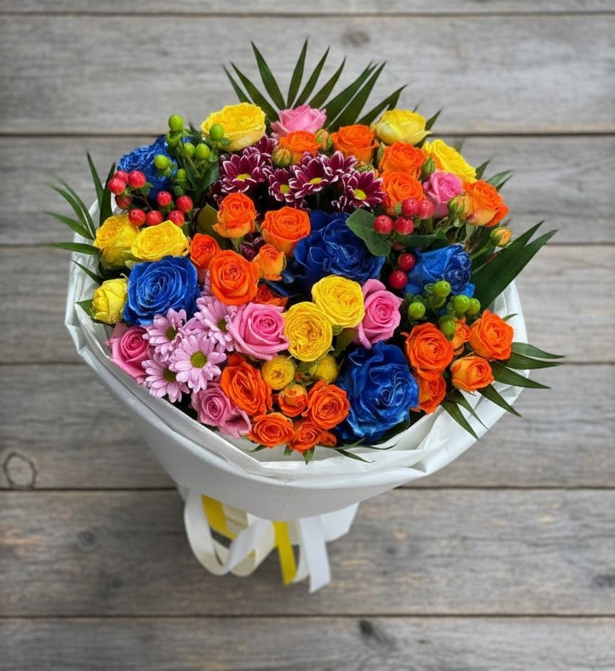 Букет цветов из: Розы и Хризантемы в Преображенское