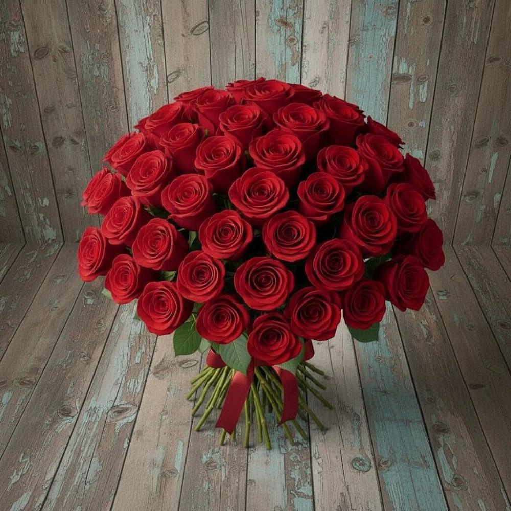 Букет 55 Красных роз Фридом в Преображенское