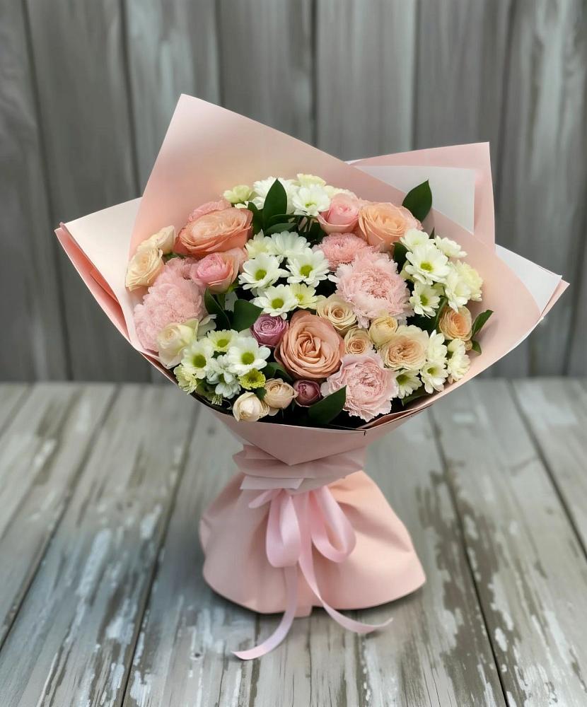 Букет цветов из: Гвоздики, Розы и Хризантемы в Преображенское