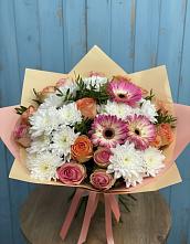 Букет цветов из:  Розы, Герберы и Хризантемы в Преображенское