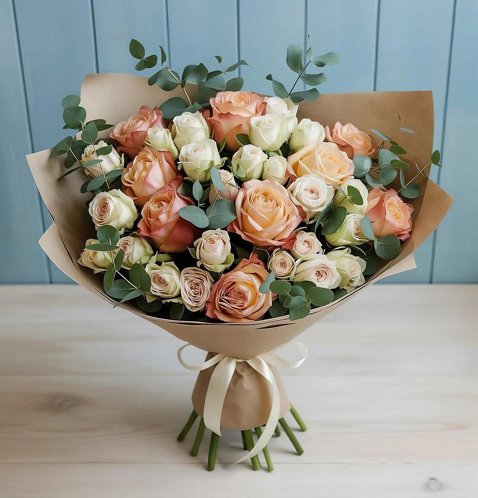 Букет цветов из: Альстромерии и Розы в Преображенское