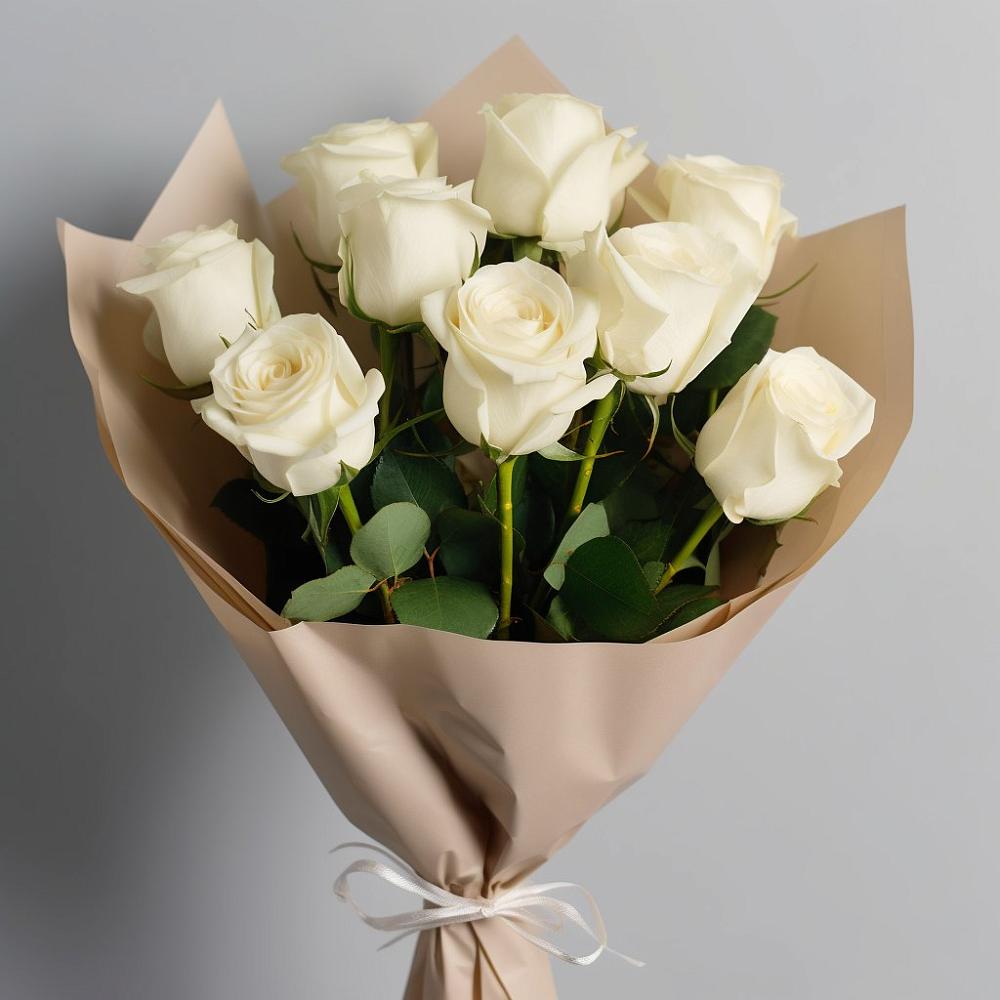 Букет 9 Белых роз Эдлесс Лав в Преображенское