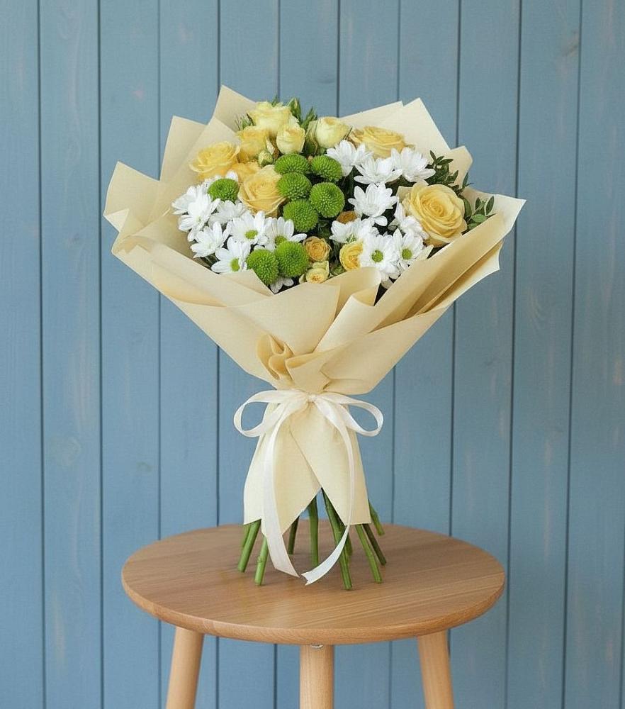 Букет цветов из: Хризантемы и Розы в Преображенское