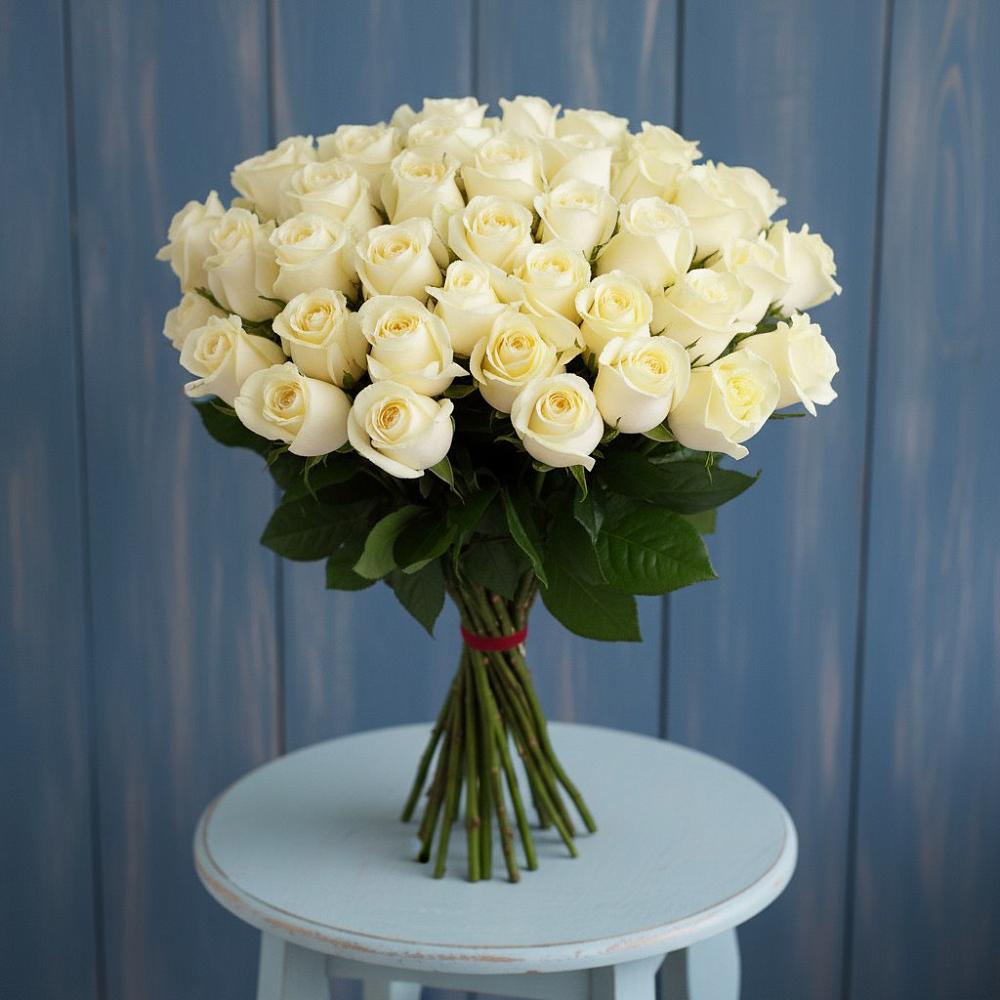Букет 51 Белая роза Эдлесс Лав в Преображенское