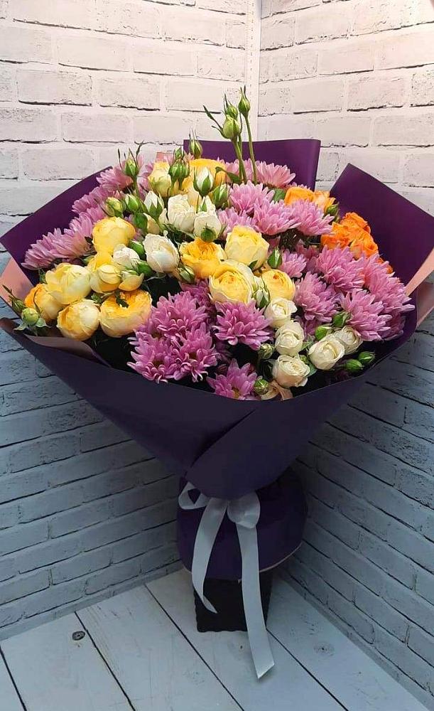 Букет цветов из: Хризантемы и Розы в Преображенское