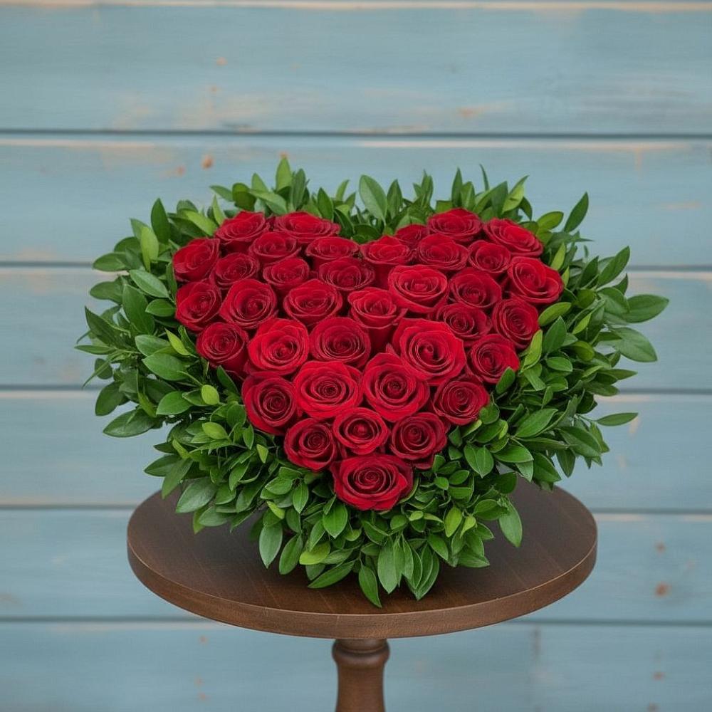 Цветочная композиция из Розы в виде сердца в Преображенское