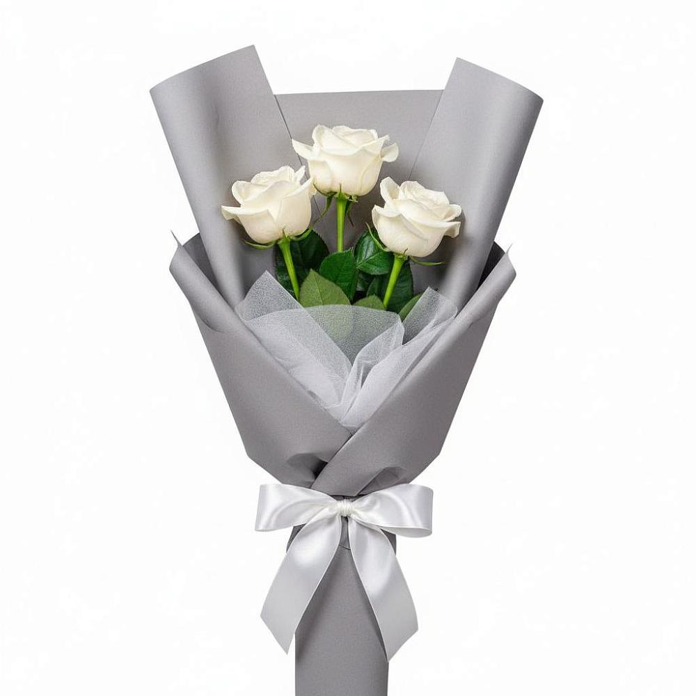 Букет 3 белые розы в Преображенское