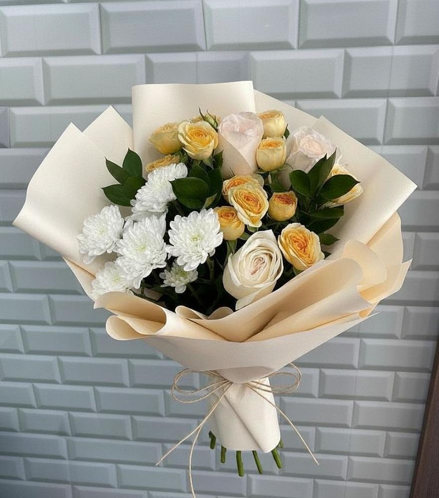 Букет цветов из: Розы и Хризантемы в Преображенское