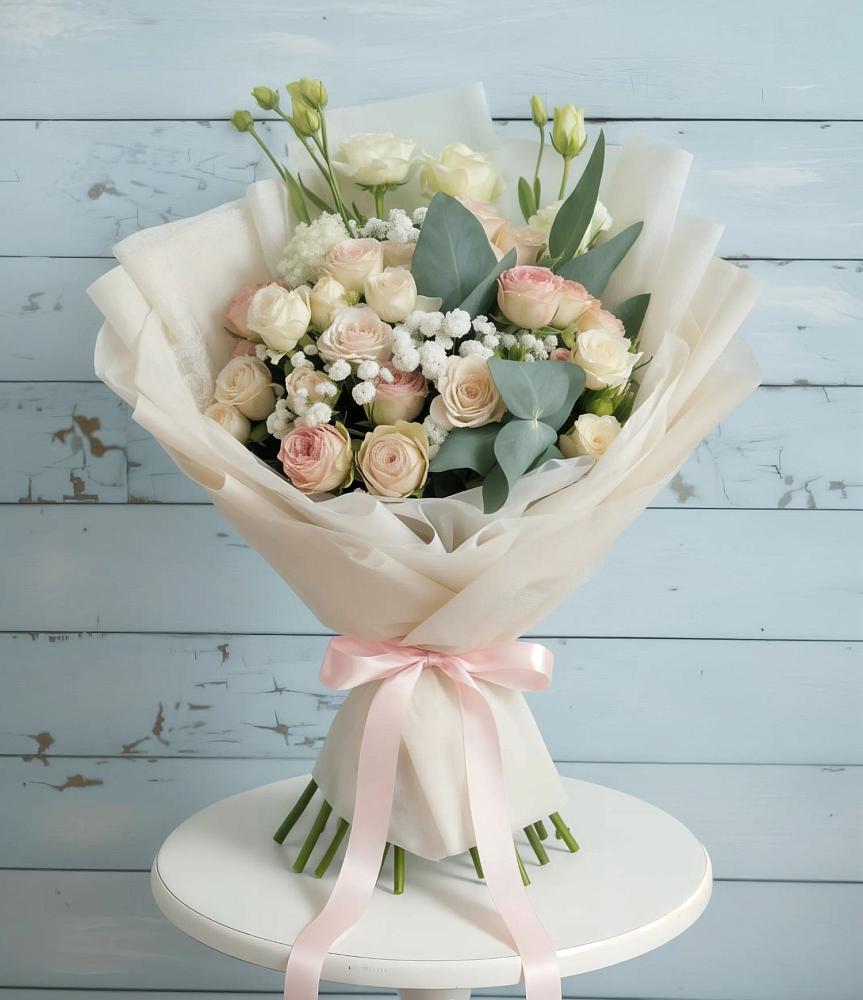 Букет цветов из: Розы и Лизиантусы в Преображенское