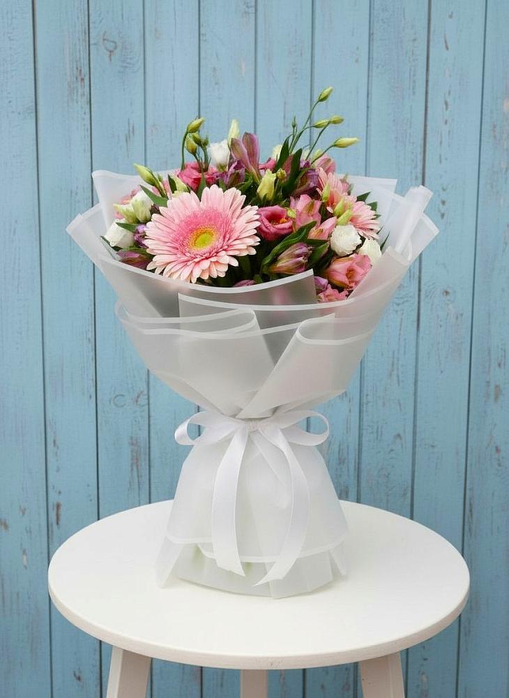 Букет цветов из: Герберы, Альстромерии и Лизиантусы в Преображенское