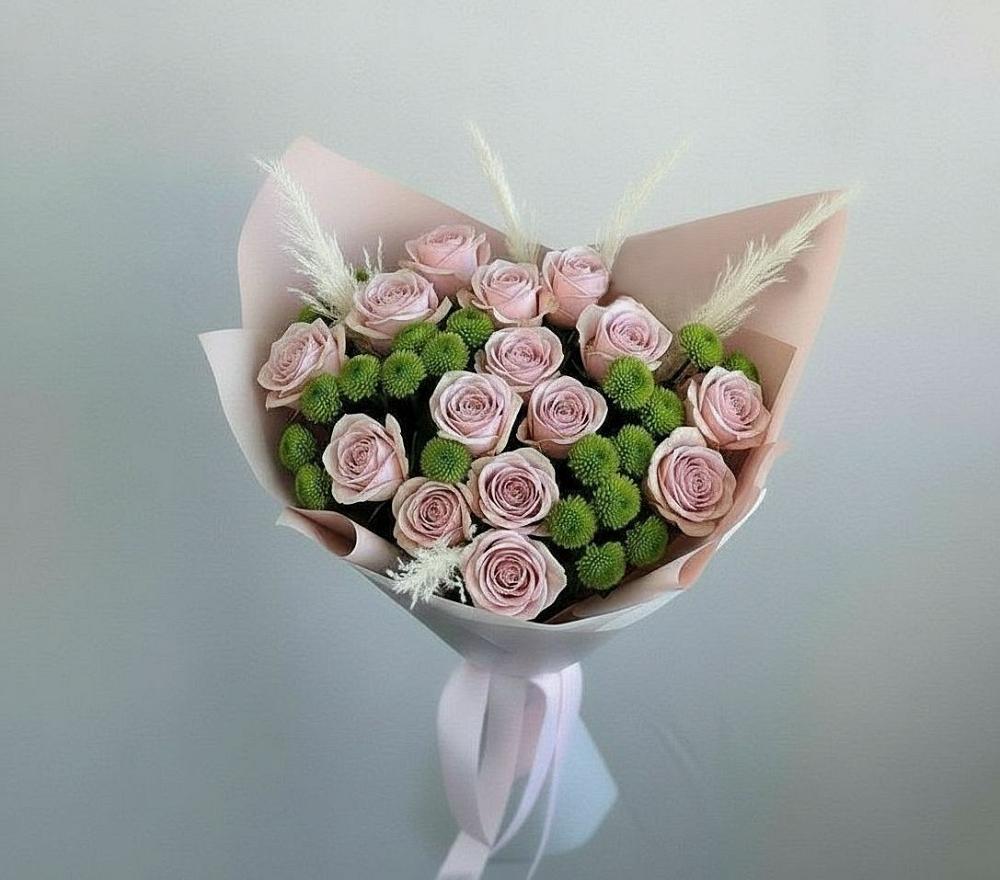 Букет цветов из: Розы и Хризантемы в Преображенское