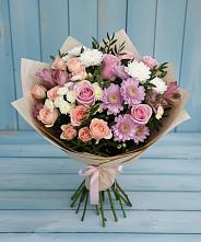 Букет цветов из:  Хризантемы, Розы и Альстромерии в Преображенское