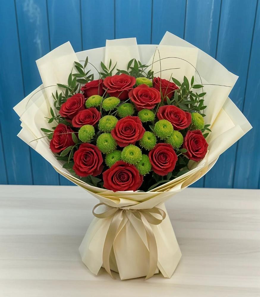 Букет цветов из: Розы и Хризантемы в Преображенское