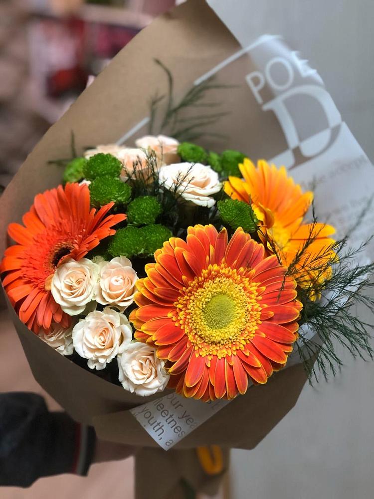Букет цветов из: Герберы, Хризантемы и Розы в Преображенское